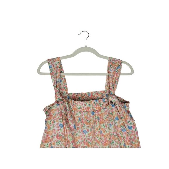 Aqua Floral Mini Dress Delicate Embroidered Lace Bright Colorful Prairie Size M - Picture 4 of 11